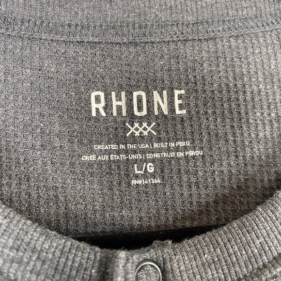 Rhone Shirt Mens L Grey Waffle Henley Long Sleeve - Picture 6 of 7